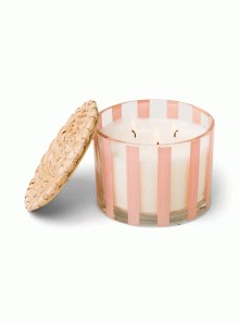 AF1202EU Al Fresco Peach Striped Glass Candle Paddywax - Pepper and Plum 340